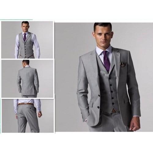 Handsome Groomsmen Wool blend Groom Tuxedos Mens Wedding Dress Man Jacket Blazer Prom Dinner (Jacket+Pants+Tie+Vest) A120