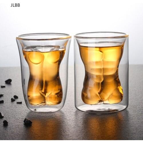 Creative Body Shape Glass Cup Whiskey Glasses Wine Shot Glass Cup Sexy Lady Men Body Shape Chest Beer Cup for Vodka Whiskey Beer