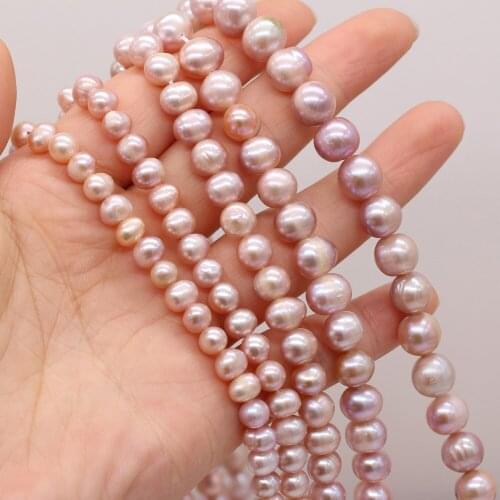 High Quality Fine 100% AA Natural Freshwater Pearl Round Purple Beads for Jewelry Making Bracelet Necklace Fashion Accessories