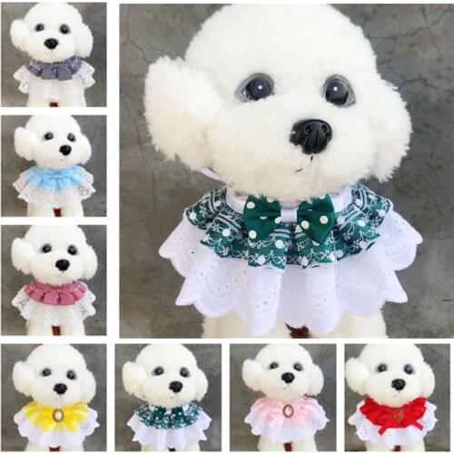Pet Cat scarf lace bib dog bib saliva towel jewelry decorative kitten with lace bib scarf Pet Wreath Cat Headdress Accessories