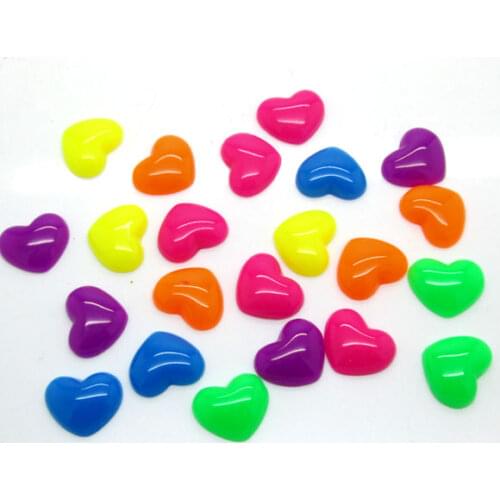 LF 50Pcs Mixed 13mm Resin Heart Decoration Craft Flatback Cabochon Embellishments For Scrapbooking Kawaii Cute Diy Accessories