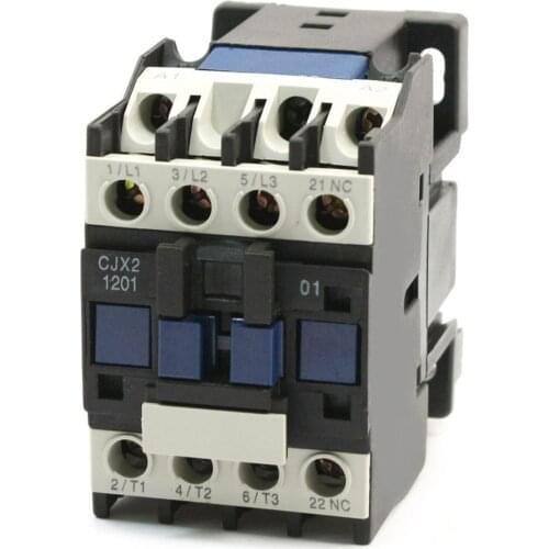 3 Phase Motor Magnetic Contactor Relay 12A 3P 3 Pole 1NC AC 24V 110V 220 Volts 400V Coil CJX2-1201 35mm Din Rail Mounting