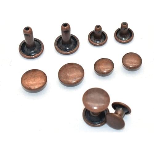 Metal Double Cap Leather Rivets - Bronze 2 Size Metal Rapid Rivet Studs for Leather Craft Clothes/Shoes/Bags/Belts Repair