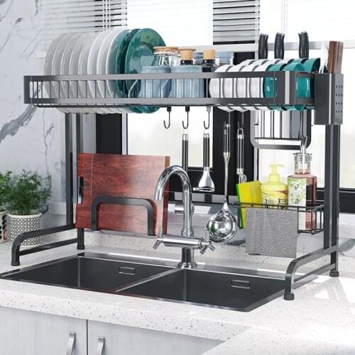 Metal Dish Drainer Sink Holder Strong Bearing Capacity Plate Rack Kitchen Dish Dryer Wall Hooks Kitchen Organizer Storage Shelf