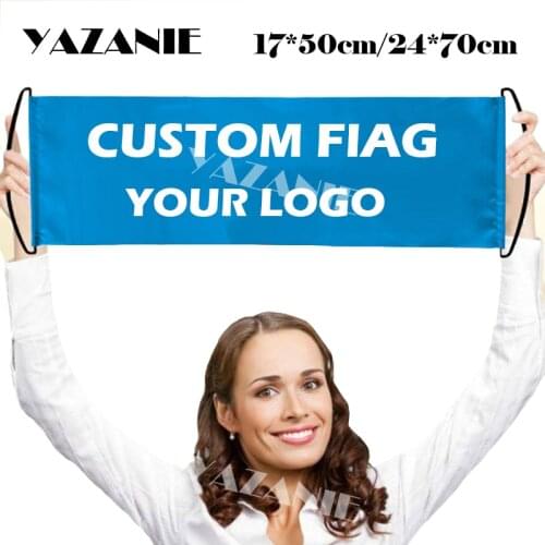YAZANIE 17*50cm/24*70cm Soft Satin Hand Held Custom Flag for Decoration Promotion Small Any Logo Printing Hand Flags and Banners