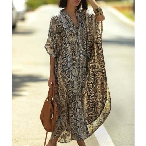 Cover-ups 2021 Kaftan Beach Print SnakeSkin Swimsuit cover up Kimono Plage Beach Robe Femme Long Dress Sarong Dress Beachwear