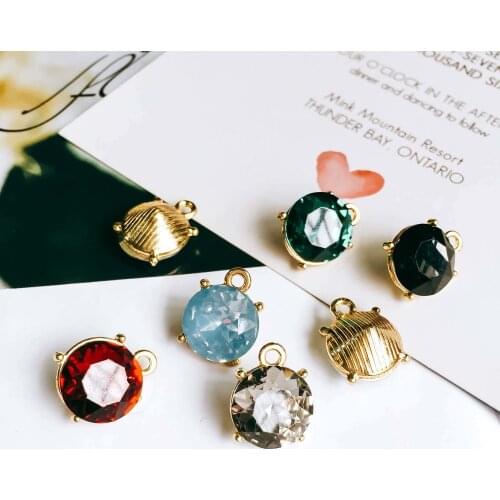 Wholesale 60pcs 15*12mm Round Crystal Rhinestone DIY Jewelry Charms Gold Tone Plated Zinc Alloy Set Necklace Earring Pendants
