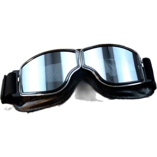 Helmet Goggles With Smoking Lens Motorcycle Goggle Vintage Pilot Biker Leather For Motorcycle Bike ATV Goggle 5 Lens Color