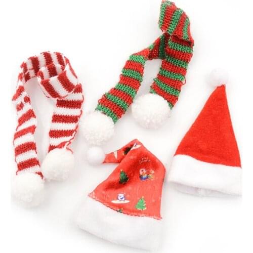 1PC Clothes Xmas Kid Gift 1/6 Doll Accessories Handmade Christmas Hat Scarf For Barbie Cute Fashion Hat Scarf For Doll