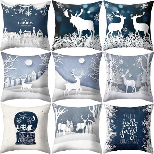 Happy New Year 2021 Home Decoration Snowflake Christmas Tree Elk Letters Gift Pillow Case Cushion Cover Xmas Decor