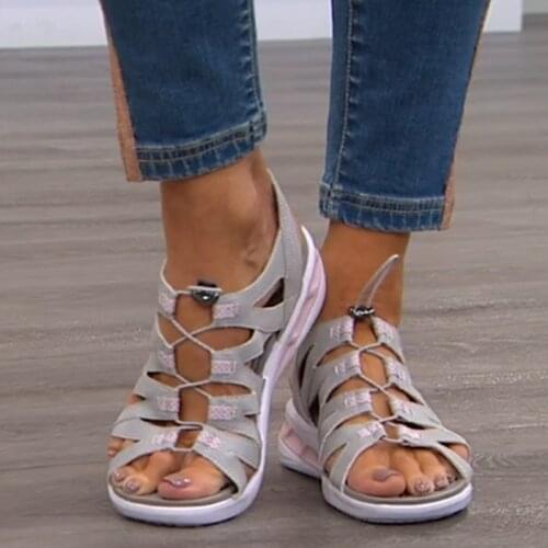 New Sandals Solid Color Round Open Toe Soft Wedge Drawstring Ladies Sandalias Summer Fashion Outdoor Beach Shoes for Women