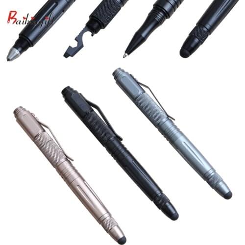 Tactical Pen Self Defense Tool For Survival Military Metal Stylus Pen Glass Breaker Ballpoint Pen Multi Tool 2 Extra Refill Ink