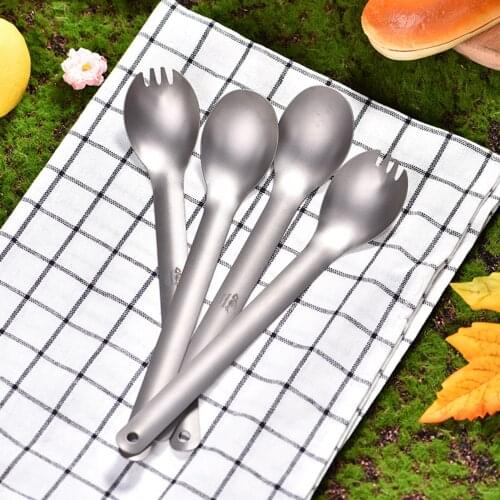 Outdoor Dining Spoon Titanium Long Light Tableware Multi Tool Spoon For Camping Travel Backpacking Hiking Cooking Everywhere