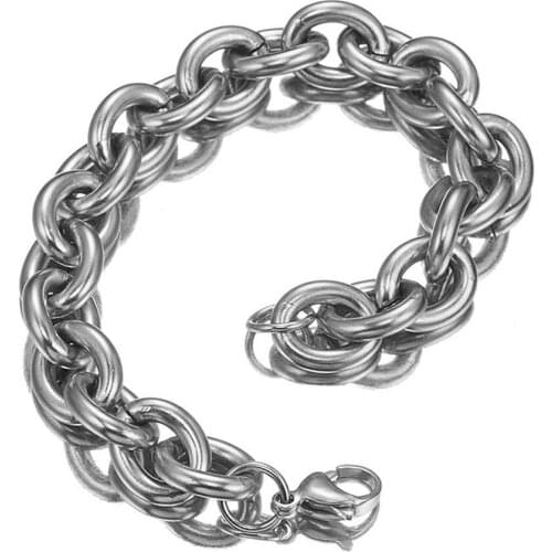 Wholesale Unisexs Wristband 316L Stainless Steel Silver Color Rolo Handmade Link Chain Mens Womens Bracelet Bangle Hotsale