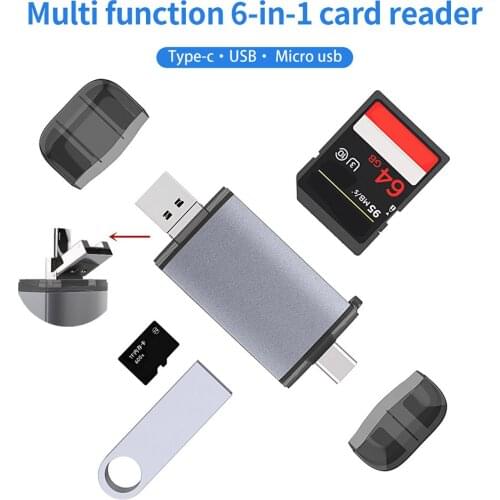 USB 2.0 Card Reader Type-c Micro-USB Smart SD TF U-disk Portable Reader Computer Phone Card Reading Device