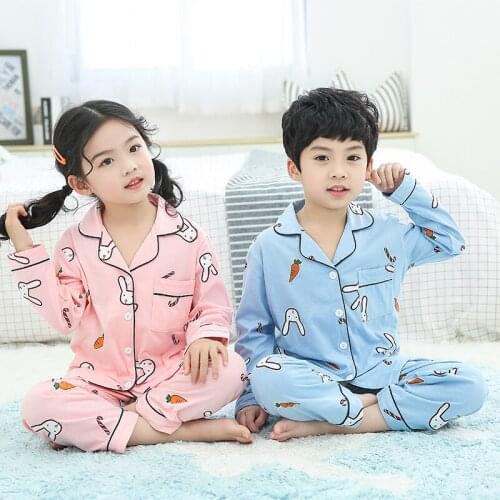 2020 Spring Autumn Children Cartoon Pajamas For Boys Girls Sleepwear Kids Homewear Long Sleeve Cotton Toddler Baby Boy Pyjamas