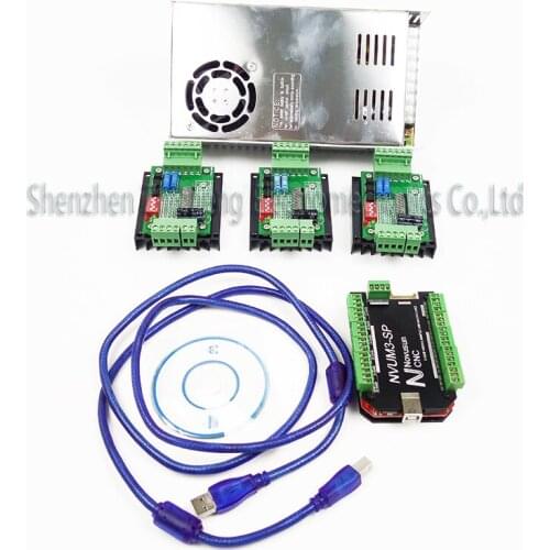 Top gradeCNC mach3 USB 3Axis Kit, 4pcs TB660 0stepper driver+ mach3 USB stepper motor controller boar power supply