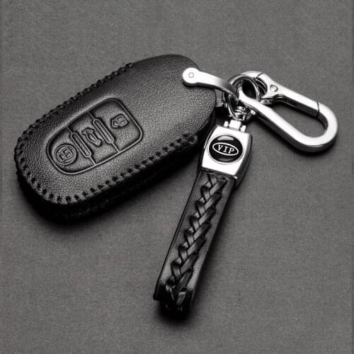 Car Key Cover Protector Top Layer Leather Car Key Case Shell For Audi A6 A5 Q7 S4 S5 A4 B9 Q7 A4L 4m TTS Car Key Ring Keychain