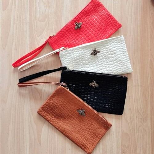 Womens Clutch Wallet Small Handbag Crocodile Pattern Bee Luxury Wholesale 2021 New Ladys Coin Purse Portable PU Card Case