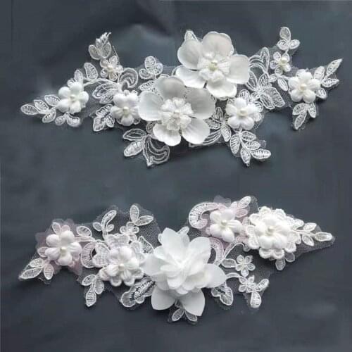 1 PC 3D Flower Lace Collar Embroidery Applique Neckline DIY Sewing Decoration Craft Wedding dress Accessories Scrapbooking