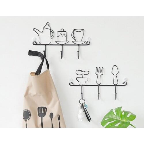 1PC Fashion Kettle Pot Styles Metal Iron Wall Door Mounted Rustic Clothes Coat Hat Key Hanging Decorative Wall Hooks JL 252