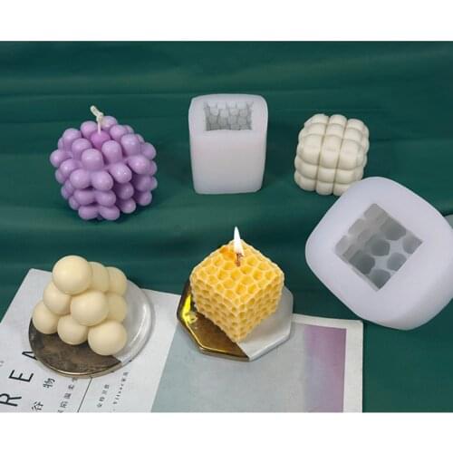 1 Pcs Candle Diy Art Candle Silicone Mold Square Honeycomb Pattern Candle Mold Handmade Scented Gypsum Soap Molds