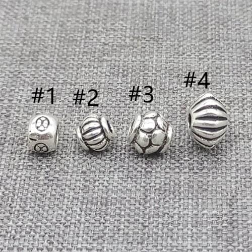10pcs of 925 Sterling Silver Small Seed Beads for Bracelet Spacer Flower Imprint