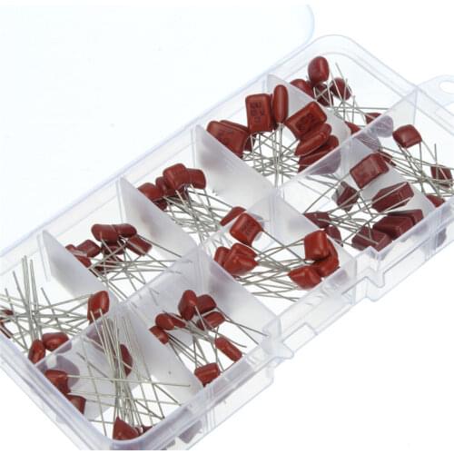 100 pcs Metallized Polyester Film Capacitors Assortment Kit, 10nF ~ 470nF High precision and stability
