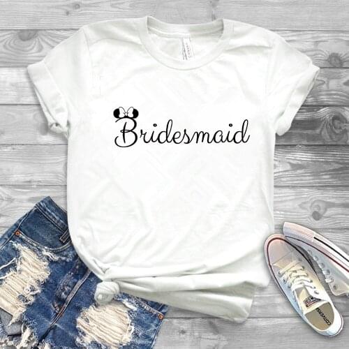 2019 Bride T-Shirt Cute Mouse Bridesmaid Shirt Women Bachelorette Party Shirts Bride To Be Bridesmaid Gift Party Shirts