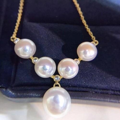 2020 New Design Pearl Necklace With 8-9mm Semiround Pearl Chain Lady Gifts