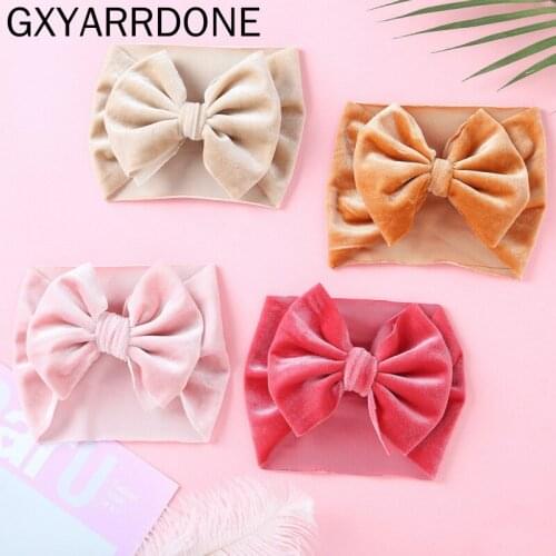2020 Solid Velvet Baby Headband For Girls Hair Bow Boutique Autumn Winter Hair Bands Fashion Newborn Hair Accessories