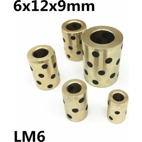 4pcs 6x12x19 mm linear graphite copper set bearing copper bushing oil self-lubricating bearing JDB Free shipping LM6UU LM6 6mm