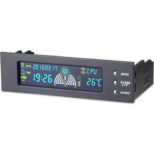 5.25in Bay Front LCD Panel 3 Fan Speed Controller CPU Temperature Sensor Three Sets Of Fans Can Be Controlled Dropshipping