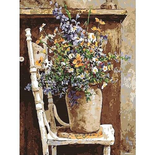 5D DIY Diamond Painting Chair, pot, flowers Cross Stitch Full Drill 3D Embroidery Craft Mosaic Kits Home Decor Christmas Gift