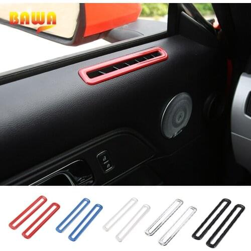 HANGUP ABS Car Interior Side Door AC Vent Decoration Cover Trim Stickers For Ford Mustang 2015 Up Car Styling