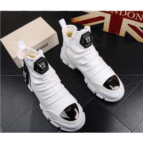 White spring and autumn new England Korean casual hip hop mens shoes thick bottom high shoes shoes fashion Martin boots
