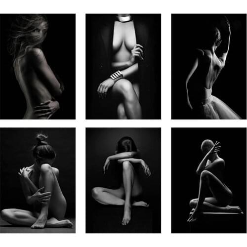 Black White Sexy Woman Body 5D DIY Diamond Painting Cross Stitch Nude Girl Picture Of Rhinestone Full Mosaic Body Decor Art