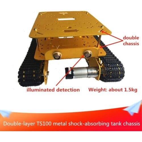Double-layer TS100 Shock-absorbing Metal RC Robot Tank Chassis Send DC Motor Installation Tools DIY Mobile Handling Platform