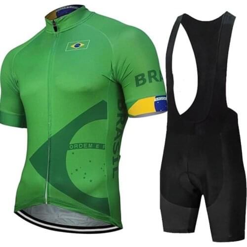 Brazil 2021 Mens Summer Cycling Jersey Bike Road Mountain Race Short Sleeve Green Clothing Customized