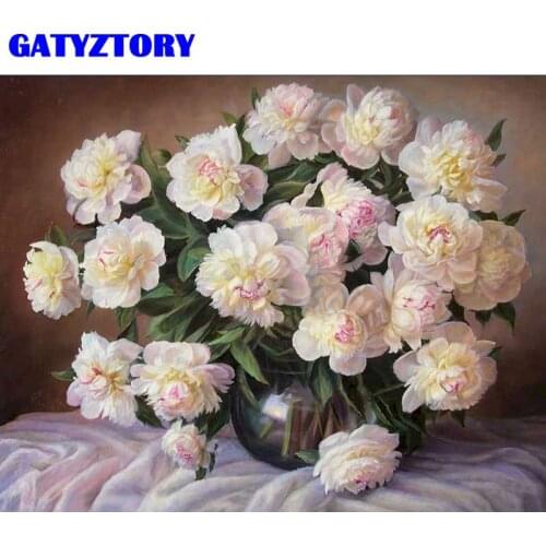 GATYZTORY 40x50cm Painting By Numbers For Adults Flowers In Vase Decoration Photo Frames On Canvas Handmade Gatyztory Diy Kit