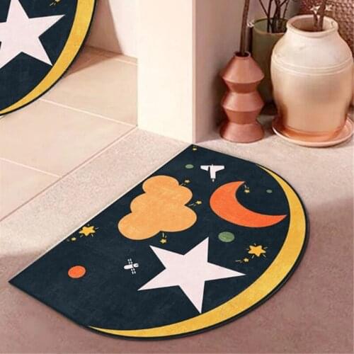 Geometric Carpet Semicircle Doormat Bathroom Anti-slip Mats Removable Floor Carpet Dust Proof Area Rug for Living Room Decor