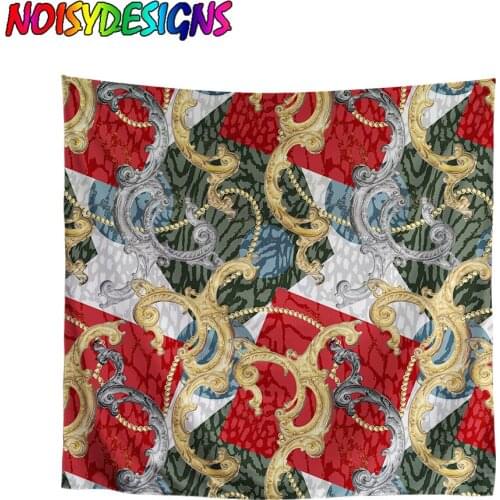 NOISYDESIGNS Unisex Hip Hop Bandana Headwear Euporean Pattern Hair Band Scarf Neck Wrist Wrap Retro Golden Flower Chain Prints