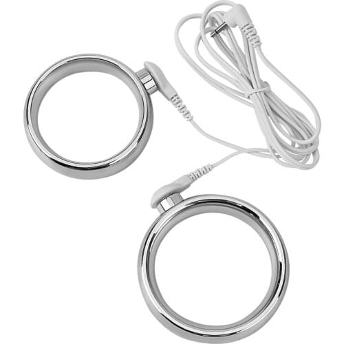 IKOKY Sex Toys for Men Delay Ejaculation Cock Rings Electric Shock Penis Rings Sex Products Stainless Steel Adult Games