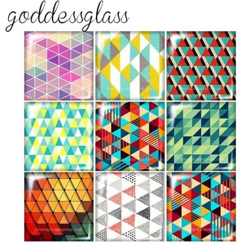 Beauty Patterns Dots Lines Colorful 10pcs mixed 12mm/20mm/25mm/30mm Square photo glass cabochon demo flat back Making findings