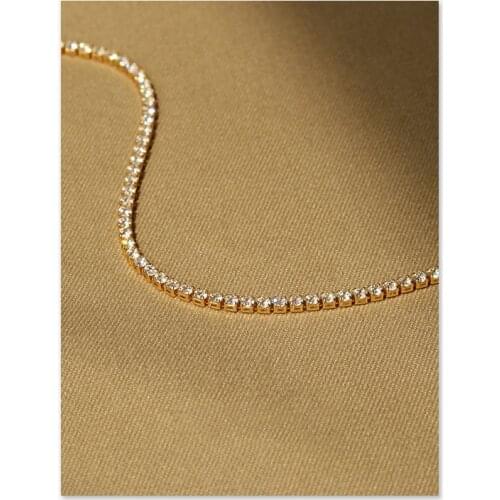 Brass Gold-Plated Shiny Zircon Fashion Elegant Wedding Party Necklace Clavicle Chain Bracelet Jewellery Set for Women Gift New