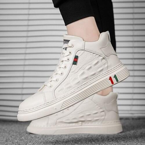 MEN leather for Winter casual high sneakers male boot sports gothic Sneakers ANKLE ankle High BOOTS boots vintage coturno dress