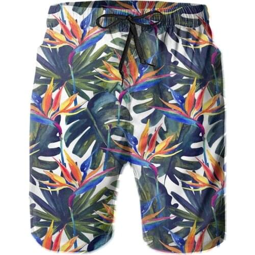 Mens Swim Trunks Orange And Blue Leaves Swimtrunks Swimwear Water Exercise Summer Beach Shorts Outfit Pants