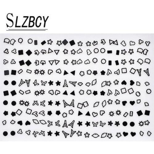 100 pairs/set Acrylic Black Heart Cross Stud Earrings Sets For Women Girl Geometric Square Flower Small Earring Party Jewelry