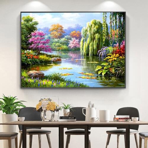Landscape Nature DIY 11CT Embroidery Cross Stitch Kits Needlework Craft Set Printed Canvas Cotton Thread Home Wholesale