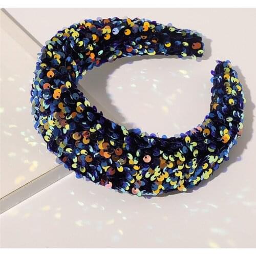 New Hair Hoop Hairband Padded Glitter Sponge Sequin Wide Women Elegant Sweet Knot Girl Thick Headband Shiny Hair Accessories